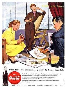 REKLAME COCA COLA PARIS EIFFELTURM ATELIER SIGNIERT WIRTS VON 1954 FRANZÖSISCHE ANZEIGE PUB - Bild 1 von 1