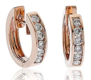 Diamant Huggie Creolen für Ohrlöcher 0,35ct F VS in 18kt Rotgold - Bild 1 von 1
