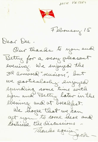 "Joint Chiefs of Staff" John William Vessey Jr Hand Written Letter JG Autographs Cover