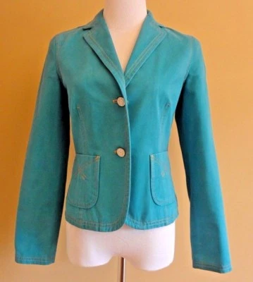 Blazer para mujer Gap turquesa ajuste a medida 100 % algodón talla 2 Foto 1 de 4