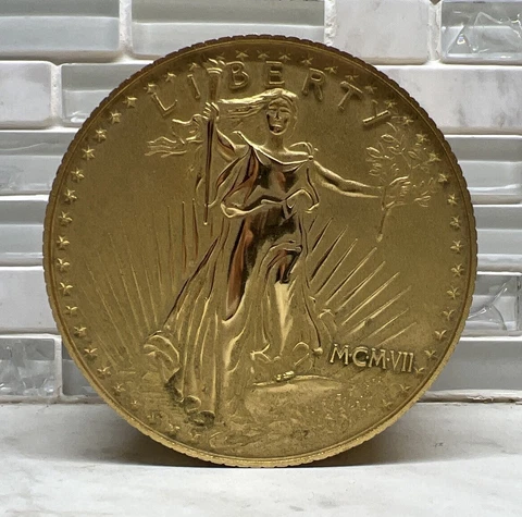Vintage Bulova Walking Liberty Coin Desk Clock with Travel Alarm L7 Cover