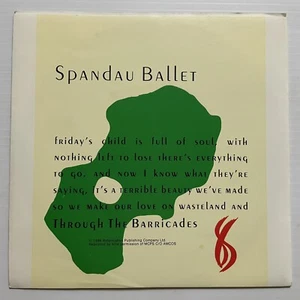 Spandau Ballet Through The Barricades Vinyl Record 7” 45 RPM BA 3491 CBS 1986 - Picture 1 of 24