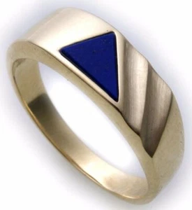 Herren Ring echt Gold 585 echt Lapis alle Steine mögl. Gelbgold Lapislazuli Neu - Picture 1 of 6