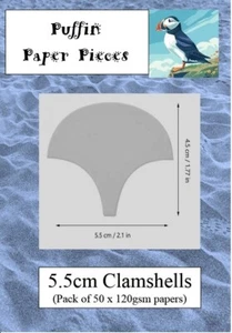 Puffin Paper Pieces 5.5cm/2.1" Clamshells English Paper Piecing 50 pieces 120gsm - Picture 1 of 1