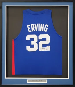 NETS JULIUS DR. J ERVING AUTOGRAPHED FRAMED ADIDAS JERSEY PSA/DNA 200422 - Picture 1 of 5