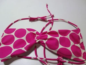 Victoria Secret Womens Size S Bikini Top White/Fuchsia Wireless Unlined Halter - Picture 1 of 4