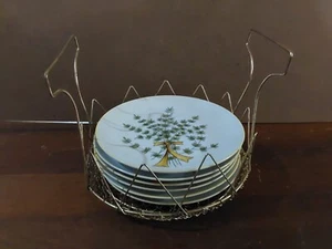 Vintage Set of 6 Botanical Herb Plates Taste Setter 7.5'' with Plate Holder - Picture 1 of 10