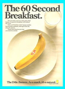 DOLE BANANA breakfast PRINT AD healthy snack 1975 natural food fruit - Picture 1 of 3