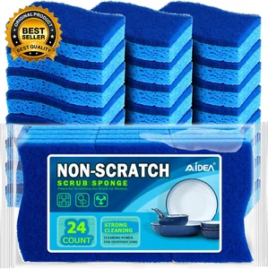 AIDEA-Brite Non-Scratch Scrub Sponge-24Count, Sponges for Dishes, Sponges Kitche - Picture 1 of 11