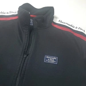 Abercrombie & Fitch Track Jacket Men's Size XL Black Striped Full Zip Y2K - Picture 1 of 8