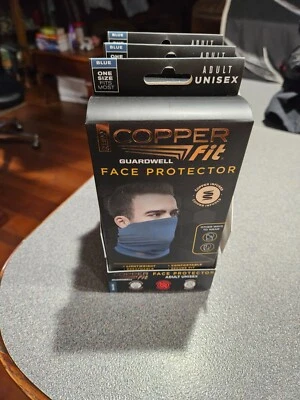 Lot of 3 Copper Fit Guardwell Face Protector Mask Gaiter Adult - Blue OS #NIB - Image 1 of 4
