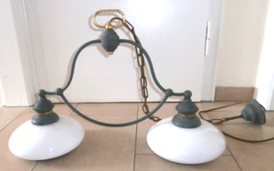 *Neukro Menden* Deckenlamp Glaslamp Metall Ketten Glocken Weiss sehr Alt - Bild 1 von 13