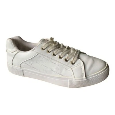 Zapatillas bajas de cuero blanco Juicy Couture para dama talla 7,5 con cordones Foto 1 de 4