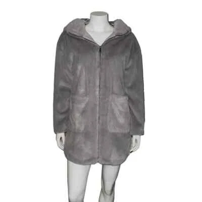 Abrigo de piel sintética gris neblina pequeño BCBGeneration para mujer nuevo con etiquetas Foto 1 de 4