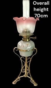 Antique Oil Lamp W.A.S. Benson STYLE Drop In Font Duplex Burner - Picture 1 of 9