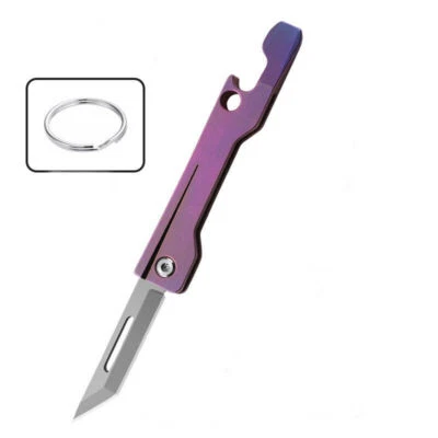 Mini EDC Titanium Alloy Keychain Folding Knife Bottle Opener Pocket Outdoor Tool - Image 1 of 4