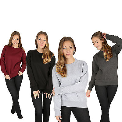 Womens Plain SWEATSHIRT LoungeWear Top Cosy Ladies Gym Workout Pullover Top S-XL • 7.14€