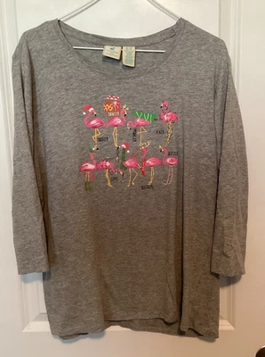 Caribbean Joe Women’s Holiday Flaming Reindeer Names Shirt Sz XL - NWOT - Image 1 of 3