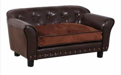 Dog Sofa Luxury PU Leather Pet Sofa /with Copper Nails (SOME NAILS TARNISHED) - Image 1 of 4