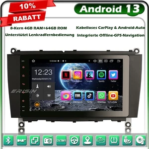 Radio Coche 8 Núcleos 64GB DAB+Android 14 GPS Navi Mercedes Clase CLK W209 C209 A209 - Imagen 1 de 21