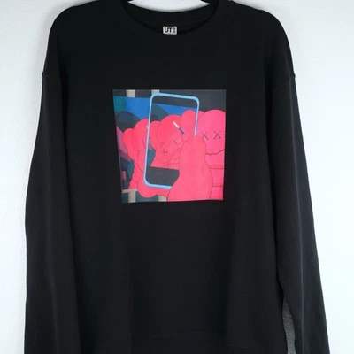 Sudadera Kaws x Andy Warhol Uniqlo Para Hombres Mediana Negra Gráfica Pullover Suéter Foto 1 de 4