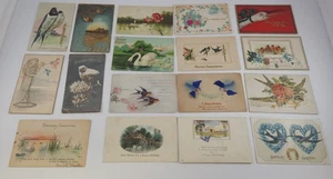 Lote de 17 postales antiguas vintage de FELIZ CUMPLEAÑOS de principios de 1900 - Imagen 1 de 9