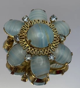 Vintage 1950s Vintage AUSTRIA Moonglow Glass Flower Brooch Signed - Bild 1 von 10