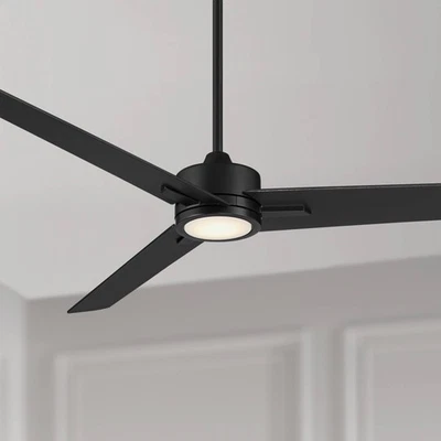 60" Monte Largo Modern Indoor Ceiling Fan with LED Light Remote Black for House - Image 1 of 4