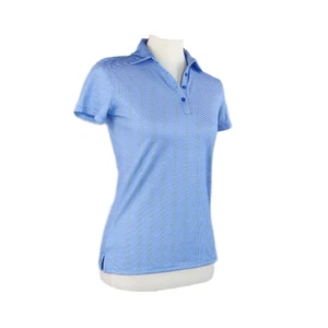 NWT Lady Hagen Golf Shirt Short Sleeve Blue Check Jacquard Collared XS - Picture 1 of 9