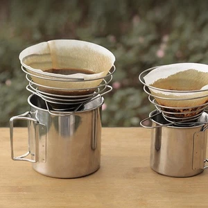 Embudo de filtro de café soporte de cono de acero inoxidable colador plegable de viaje - Imagen 1 de 12