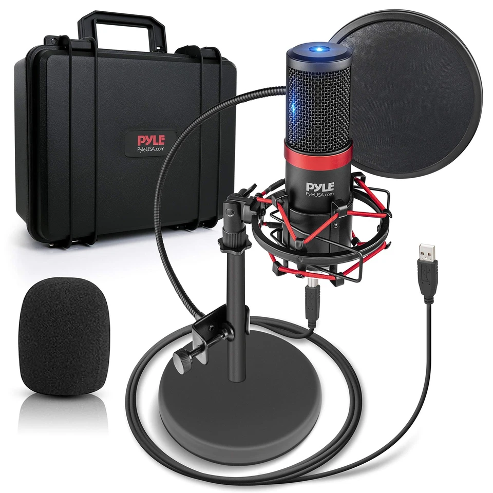 	Pyle USB Microphone Podcast Recording Kit - Audio Cardioid Condenser Mic w/S... - Image 1 of 4