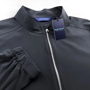 Peter Millar Crown Crafted Performance Full zip Jacket Black Large $275 - Picture 1 of 8