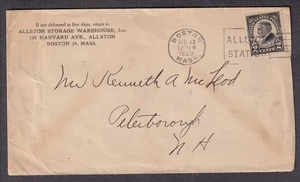 1923 2c Harding cover Allston Storage Warehouse Boston to Peterborough NH - Picture 1 of 1