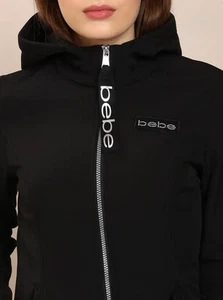 Bebe Women's Black Hoodie Zipper Jacket - New ! Hard to Find Style ! Very Nice ! - Picture 1 of 6