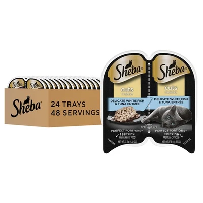 Porciones perfectas comida húmeda para gatos cortes en salsa delicada pescado blanco y atún Entre... Foto 1 de 4