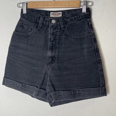 Pantalones cortos de mezclilla Guess Jeans años 90 para mujer talla 27 negros Foto 1 de 4