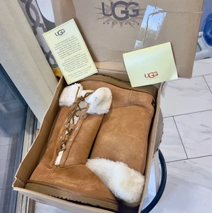 New! UGG Australia 5163 Upside Shearling Suede Boots Chestnut Women’s Size 5 - Picture 1 of 10