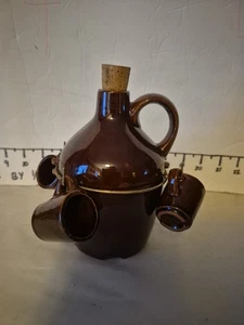 Vintage Redware Decanter Jug and 4 Cups by Enesco Japan EUC Barware - Picture 1 of 18