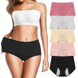 5 Pack Womens Leakproof Period Panties Briefs Teens Girls Menstrual Underwear - Picture 1 of 8