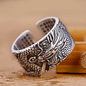 Retro Vintage Drache verstellbar Ring Edelstahl Damen Herren Schmuck Geschenke - Bild 1 von 5