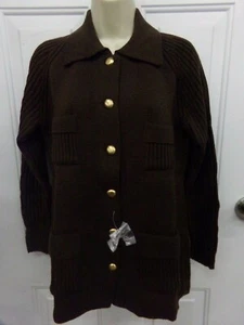 True Vintage Womens Size 36 Montgomery Ward Brown Button Up Sweater NWT - Picture 1 of 3