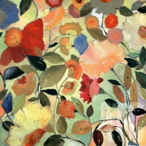 27W"x27H" AUGUST GARDEN by KIM PARKER - MULTI-FLORAL MONTAGE CHOICES of CANVAS - Picture 1 of 9