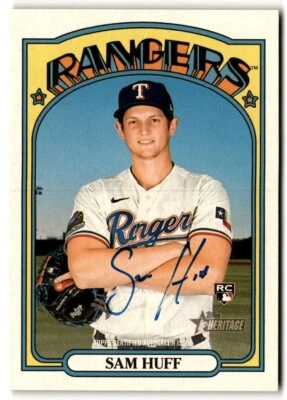 2021 Topps Heritage Real One Sam Huff Rookie Auto #ROA-SHU Texas Rangers - Image 1 of 2