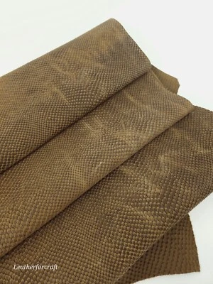 Petrified Oak Pitonato Embossed Vintage Pull Up Texture Amazing Snake Relief Lea - Image 1 of 3