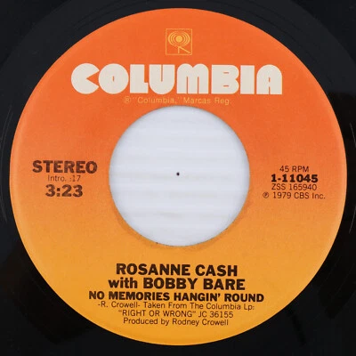 Rosanne Cash W/ Bobby Bare - No Memories Hangin' Round 1979 45rpm Record 1-11045 - Image 1 of 4