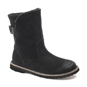Birkenstock New W/O Box Uppsala Shearling Black Suede Leather Regular Size 38 - Picture 1 of 11