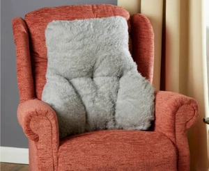 CUSCINO POSTERIORE IN PILE SHERPA GRIGIO & SUPPORTO LOMBARE **Made in UK** - Foto 1 di 1