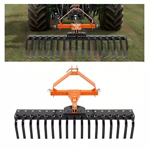5 FT 3-Point Landscape Rake For Tractor Hookup Tow-Behind Garden Tool Grass Comb - Picture 1 of 24
