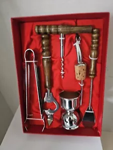 Seltenes Vintage MCM Holz Barhilfe Set 70er Jahre Made in Japan. Neu im Karton - Bild 1 von 4