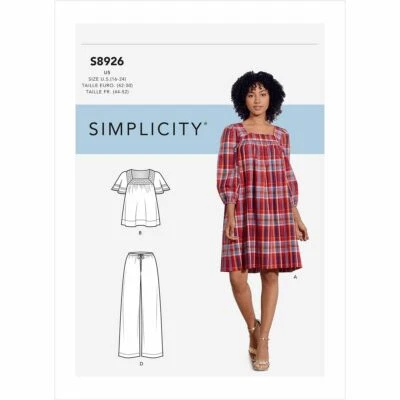 SIMPLICITY 8926 MISSES DRESS TOP & PANTS Sewing Pattern Sizes 6-14 & 16-24 - Image 1 of 4